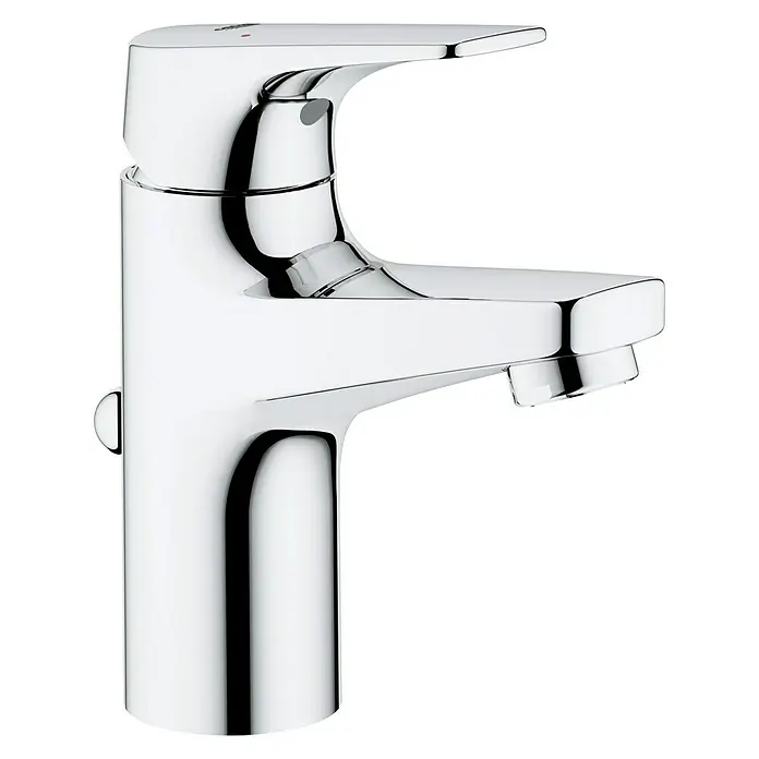 Grohe BauFlow Waschtischarmatur S-Size mit Energie-Sparfunktion - Chrom, Glänzend - Glänzender Chrom-Einhebelmischer mit modernem Design für stilvolle Badezimmer. Langlebige Qualität für den täglichen Gebrauch.