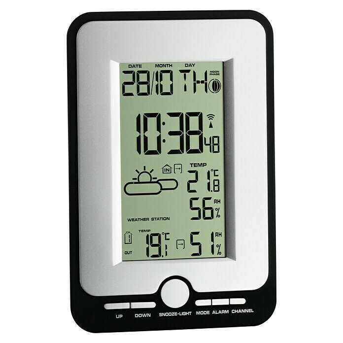 TFA Dostmann Wetterstation MultyAnzeige: Digital, Batteriebetrieben, Grau, 11,8 x 2,9 x 18 cm Front View