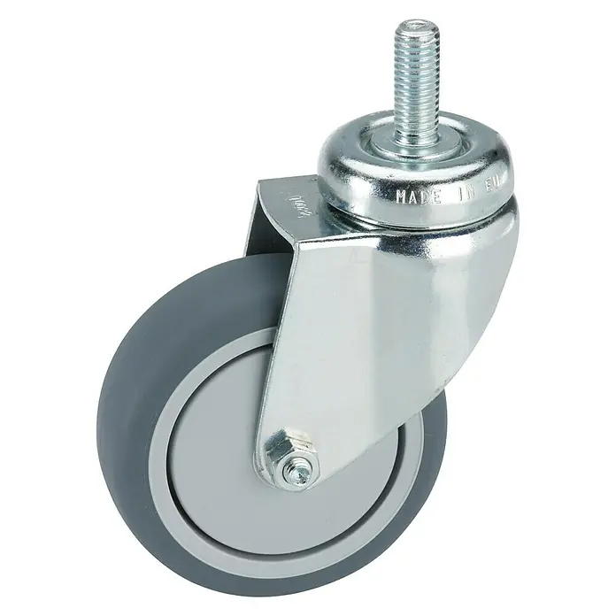 Dörner & Helmer Apparate-Lenkrolle - Durchmesser Rollen: 75 mm, Traglast: 50 kg, Doppeltes Kugellager im Drehkranz, Mit Gewindestift - Lenkrolle mit Gewindezapfen, ideal für Möbel und Geräte. Robuste Konstruktion für zuverlässige Mobilität im Alltag.