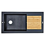 Carea Fregadero encastrable (98 x 50 cm, Soplante de secado de aire caliente, CAREAlith®, Negro)