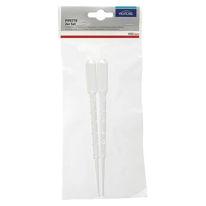 Yachtcare Pipette - 2 Stk. - Messpipetten 2er-Set von Yachtcare, transparent und unzerbrechlich zur genauen Dosierung kleiner Mengen bei der Verarbeitung von Polyesterharzen.