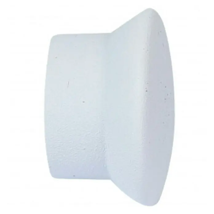 Tapa final Nordic tope blanco - 2 ud. - Primer plano de un tirador de mueble blanco con forma redondeada, ideal para cajones y armarios.