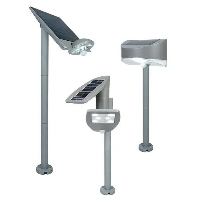 Lutec Soporte de estaca para BREAD, ZETA & DROP - L x An x Al: 7 x 7 x 100 cm - Tres luces LED de jardín grises alimentadas por energía solar con paneles integrados, varios diseños.