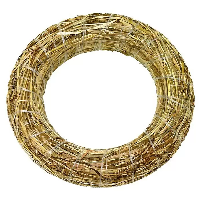 Strohkranz - Durchmesser: 25 cm, Naturmaterialien, Braun, Höhe: 5 cm - Ein runder Kranz aus Naturstroh, fest mit transparentem Faden gebunden, als Bastelunterlage geeignet.