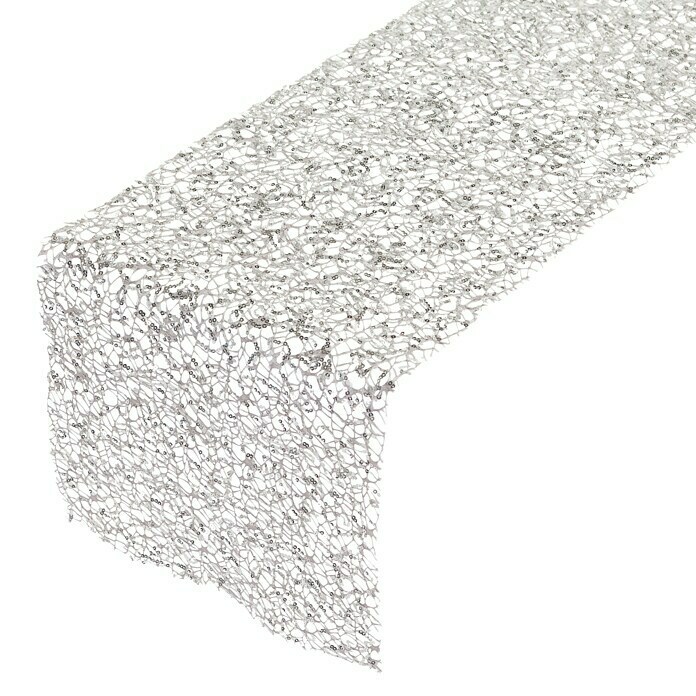 Dekostoff SparklingSilber, 250 x 30 cm, 100 % Polyester View From Above