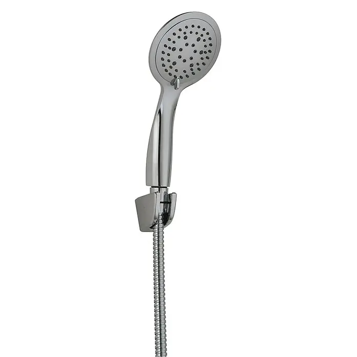Rousseau Set de ducha Hebe - Cromo - Un cabezal de ducha de mano cromado con una manguera de ducha flexible, perfecto para una modernización del baño.