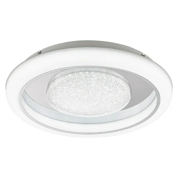 WOFI LED-Deckenstrahler Rhena - 33 W, L x B x H: 47 x 47 x 9 cm, Weiß, Warmweiß - Moderne Deckenleuchte mit rundem Design und funkelndem Mittelteil. Ideal für stilvolle Innenräume und bietet helles, angenehmes Licht.