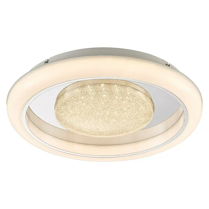 WOFI LED-Deckenstrahler Rhena - 33 W, L x B x H: 47 x 47 x 9 cm, Weiß, Warmweiß - Eine moderne Deckenleuchte mit einem runden Design und funkelnden Akzenten. Die Lampe sorgt für eine angenehme und stilvolle Beleuchtung.