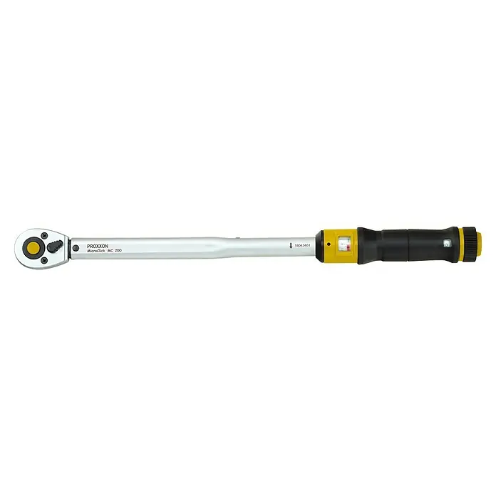 Proxxon Llave dinamométrica MICRO-Click - Cuadrado de ½'', 40 Nm - 200 Nm - Llave dinamométrica Proxxon MicroClick MC 200. Herramienta de precisión para el apriete controlado de tornillos con par ajustable.