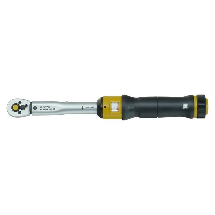 Proxxon Llave dinamométrica MicroClick - ¼'' cuadrado, 6 Nm - 30 Nm - Llave dinamométrica Proxxon MicroClick MC 30. Herramienta precisa para un apriete controlado de tornillos con par ajustable.