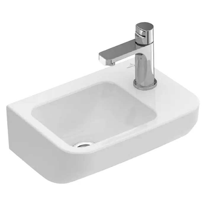Villeroy & Boch Architectura Waschbecken - 36 x 26 cm, Ohne Spezialglasur, Hahnloch: Rechts, Ohne Überlauf, Weiß - Elegantes, weißes Waschbecken mit moderner Armatur. Das perfekte Waschbecken für jedes moderne Badezimmer durch sein zeitloses Design.