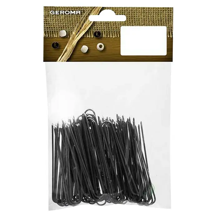 Dekoelement Efeunadeln - Schwarz, Metall, 100 g - Eine Packung schwarze Haarnadeln der Marke Geroma, ideal für Frisuren, die zusätzlichen Halt benötigen.