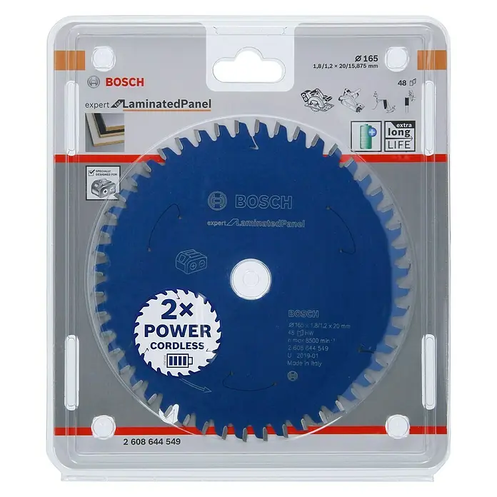Bosch Kreissägeblatt Expert for Laminated Panel - 165 mm, Bohrung: 20 mm, Anzahl Zähne: 48 Stk. - Das Bosch Expert Laminated Panel Sägeblatt mit 165 mm Durchmesser, ideal für präzise Schnitte in Laminat.