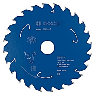 Bosch Kreissägeblatt Expert for Wood (Durchmesser: 136 mm, Bohrung: 20 mm, 24 Zähne)