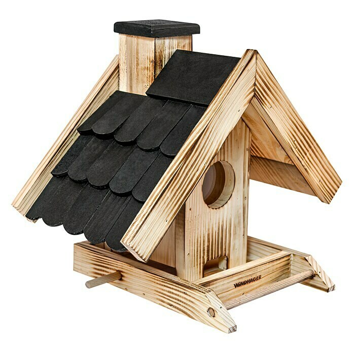 Windhager Vogelhaus (L x B x H: 21 x 30 x 25 cm, Natur/Schwarz, Geflammt, Holz)