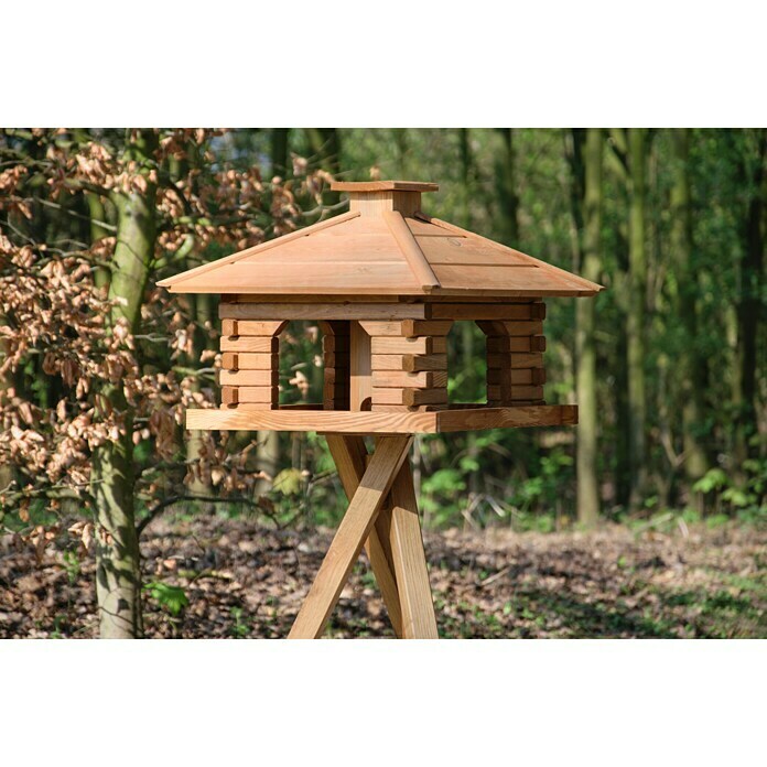 Dobar Vogelfutter Blockhaus Rustikal50 x 50 x 38 cm, Hellbraun, Holz Mood Shot