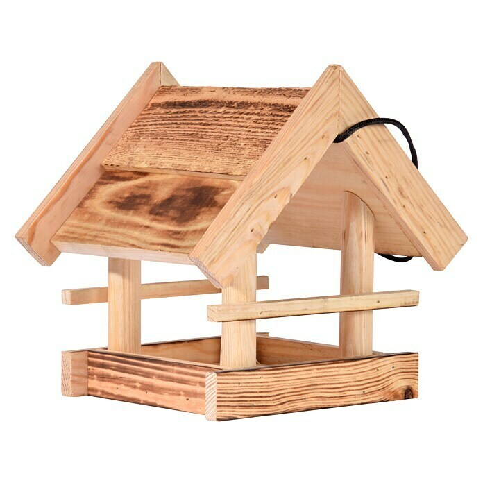 Dobar Vogelfutterhaus mit Brandmaserung22 x 20 x 22 cm, Hellbraun, Holz Right Side View