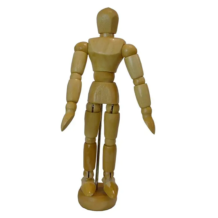 Talens Muñeco articulado - Altura: 14 cm - Modelo de madera de figura humana, ideal para arte y diseño. Versátil como ayuda para el dibujo u objeto de decoración.