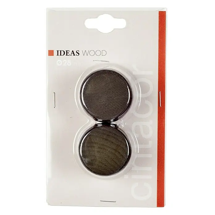 Tapones terminales Ideas Wood - Fume, 2 ud. - Paquete de dos tapas redondas de madera "Ideas Wood" con un diámetro de 28 mm, ideales para cubrir agujeros de tornillos o para manualidades.
