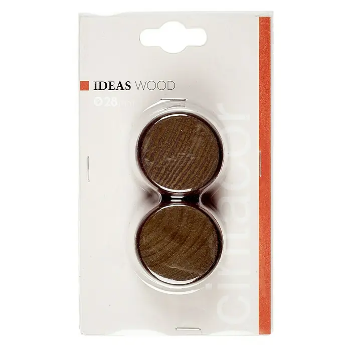 Tapones terminales Ideas Wood - Nogal, 2 ud. - Paquete de dos tapones de madera de 28 mm, ideales para cubrir agujeros de tornillos en muebles y proyectos de madera, asegurando un acabado perfecto.