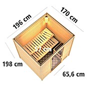 Karibu Massivholzsauna Anja (Ohne Ofen, Ganzglas Graphit, L x B x H: 196 x 170 x 192 cm) | BAUHAUS