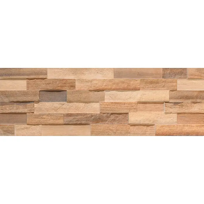 Verblendstein Cottage Cuero - 20 x 60 cm, Beige/Braun, Steinoptik - Dekoratives Wandpaneel in Holzoptik. Die Paneele sind in verschiedenen Brauntönen gehalten und sorgen für eine warme Atmosphäre im Raum.