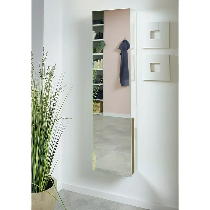 Camargue Spiegel-Hochschrank Kubik - 36 x 16,5 x 155 cm - Elegantes Spiegel-Wandschrank-Kombination für stilvolle Flure. Der Schrank bietet zusätzlichen Stauraum und eine Spiegelfront für einen perfekten Look.
