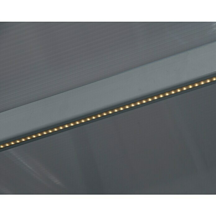 Terrassenüberdachung Tuscany LED (Tiefe: 3 m, B x H: 5,46 x 2,1 m, Silbergrau)