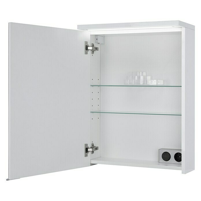 Riva LED-Spiegelschrank Linda (B x H: 50 x 67,2 cm, Mit Beleuchtung, Spanplatte, Weiß)