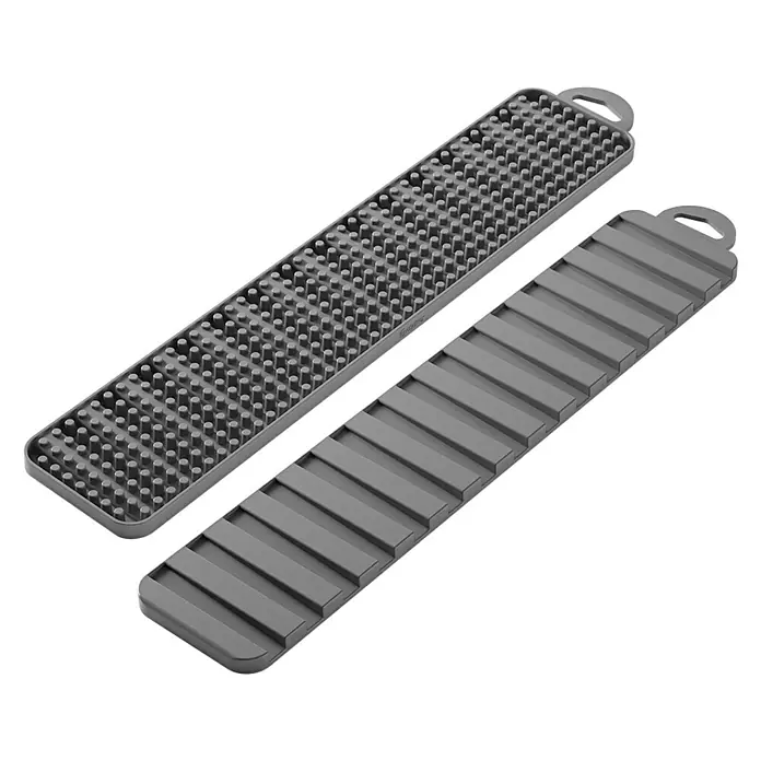 Metaltex Abtropfmatte Gravity Slim - 8 x 40 cm, Grau - Graue, längliche Bar-Matten mit unterschiedlichen Oberflächenstrukturen für den professionellen Einsatz.