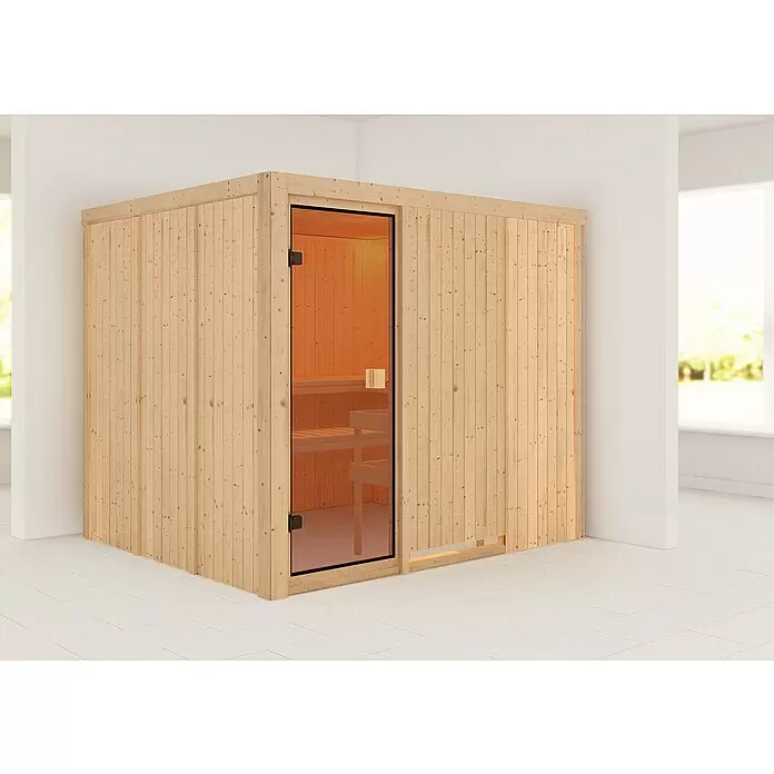 Karibu Elementsauna Nybro - L x B x H: 196 x 231 x 198 cm, Ohne Ofen - Stimmungsaufnahme