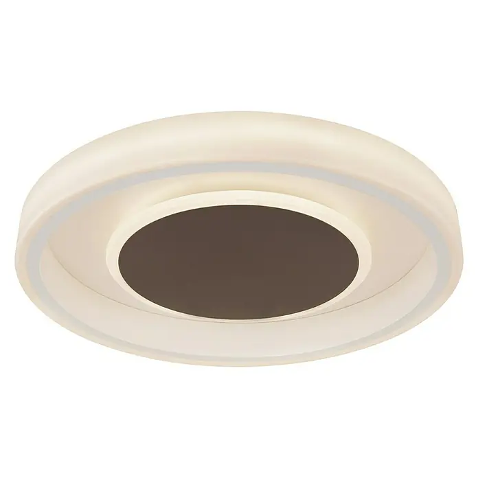 Globo LED-Deckenleuchte rund Goffi - 40 W, Ø x H: 50 x 9 cm, Weiß, Braun - Moderne LED-Deckenleuchte in Weiß und Braun. Das runde Design und die sanfte Beleuchtung machen sie ideal für jeden Raum.