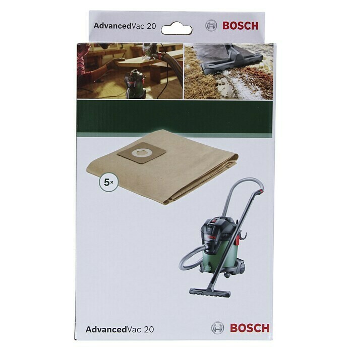 Bosch Papierfiltertüten5 Stk., Passend für: Bosch Nass-Trockensauger AdvancedVac 20 Front View