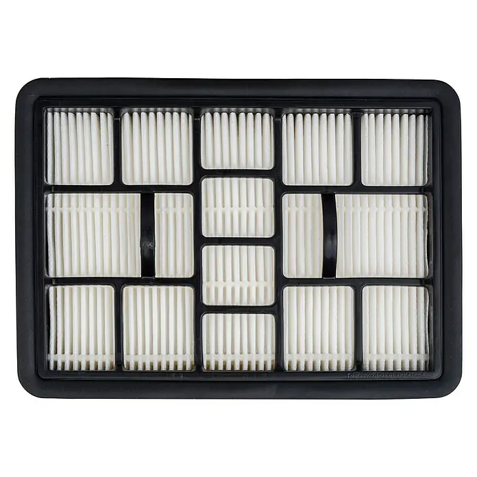 Bosch Flachfaltenfilter - Passend für: Bosch Staubsauger EasyVac 3 - Luftfilter für Motoren mit rechteckigem Rahmen und weißen Filterlamellen.