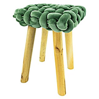 Sitzhocker Geflochten (Grün, L x B x H: 33 x 33 x 47 cm)