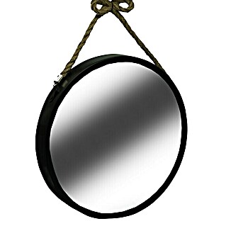 Spiegel rund mit Jutekordel (Durchmesser: 40 cm, Schwarz)