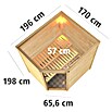 Karibu Massivholzsauna Mia (L x B x H: 170 x 196 x 198 cm, Materialspezifizierung Tür: Ganzglas Graphit, Inklusive Ofenschutzgitter, Ohne Dachkranz) | BAUHAUS