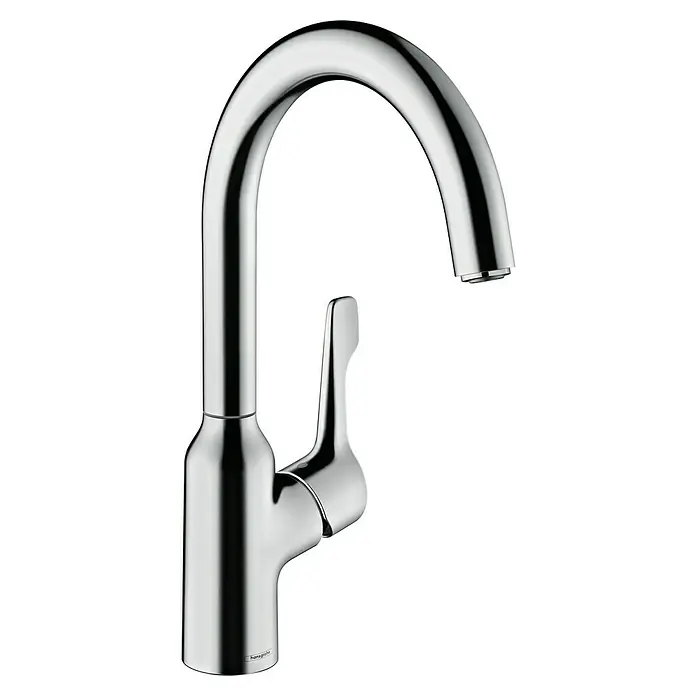 Hansgrohe Spültischarmatur Focus M43 - Chrom, Matt - Elegante Chrom-Küchenarmatur von Hansgrohe mit hohem Auslauf und Einhebelmischer für moderne Küchen.