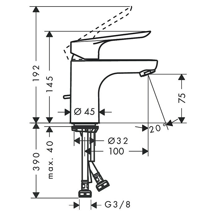 Hansgrohe Logis E Waschtischarmatur 70Höhe: 14,5 cm, Chrom, Glänzend Sketch