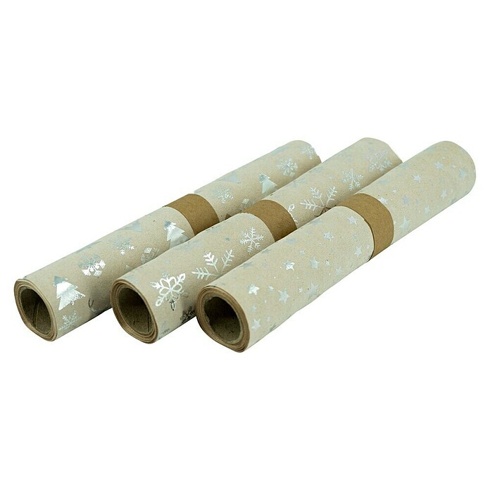 Dekostoff (Beige/Silber, 200 x 28 cm, 100 % Polyester)
