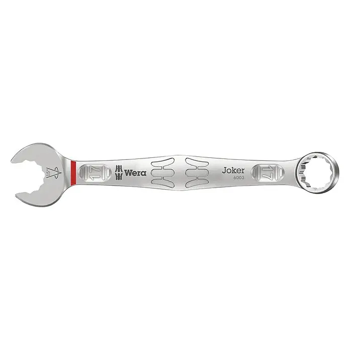 Wera Joker Ringmaulschlüssel 6003 - Schlüsselweite: 17 mm - Ein Wera Joker 6003 Maulschlüssel mit Ringseite und Maulweite 17, ideal für Schrauben und Muttern. Hochwertiges Werkzeug für Profis.