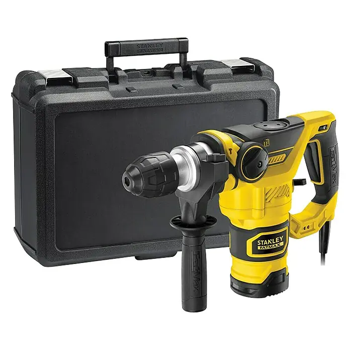 Stanley FatMax Kombihammer FME1250K-QS - 1.250 W, 3,5 J, SDS-Plus-Aufnahme - Stanley Fatmax SDS-Hammer mit Koffer. Leistungsstarker Bohrhammer für anspruchsvolle Heimwerker- und Profi-Projekte.