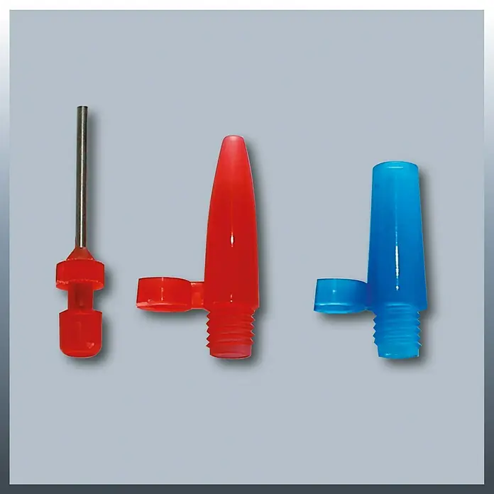 Einhell Compresor CC-AC 12 - 12 V, 18 bar, Manómetro - Tres agujas de inflado diferentes para balones, en rojo y azul. Accesorios deportivos para inflar balones.