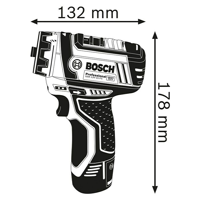 Bosch Professional Akkuschrauber GSR 12V-15 FC12 V, 2 Akkus, 2 Ah, Leerlaufdrehzahl: 0 U/min - 1.300 U/min Detail Shot