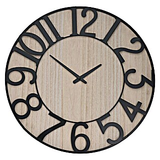 Reloj de pared redondo 57 Madera (Marrón/negro, Diámetro: 57 cm)