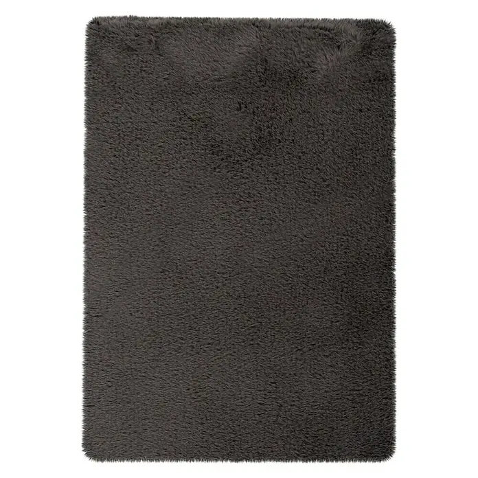 Badteppich Happy - 40 x 60 cm, Grau, 100% Polyester - Grauer, rechteckiger Hochflorteppich mit weicher Textur, ideal für Wohn- oder Schlafzimmer, um Wärme und Komfort zu bieten.