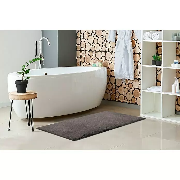 Badteppich Happy - 50 x 90 cm, Grau, 100% Polyester - Stimmungsaufnahme