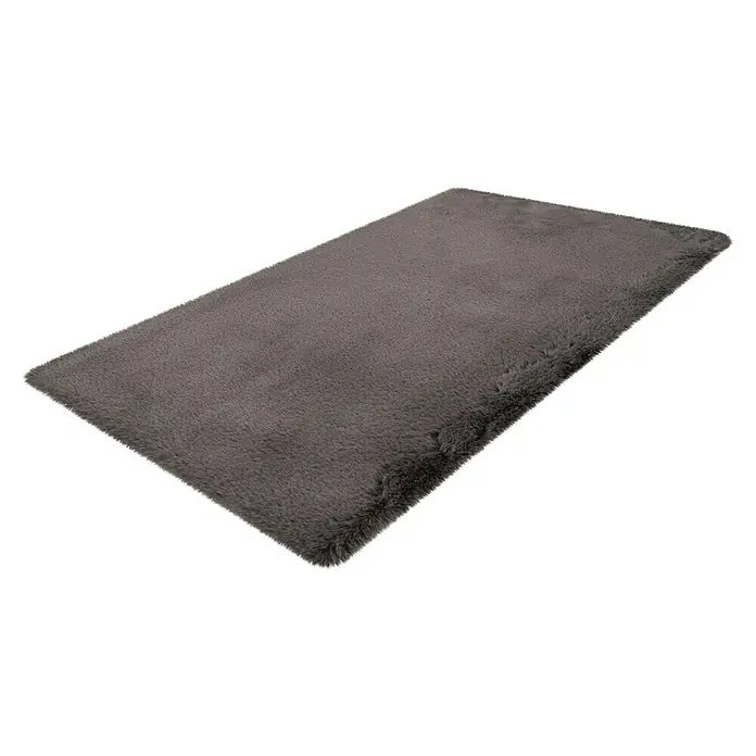 Badteppich Happy - 67 x 110 cm, Grau, 100% Polyester - Weicher, grauer Teppich für Komfort und Stil. Ideal für Wohnzimmer oder Schlafzimmer, bietet er Wärme und eine angenehme Haptik.