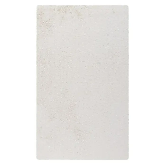 Badteppich Happy - 67 x 110 cm, Weiß, 100% Polyester - Elegantes, rechteckiges, flauschiges Hochflor-Teppich in Weiß. Verleiht jedem Raum ein Gefühl von Komfort und Wärme.