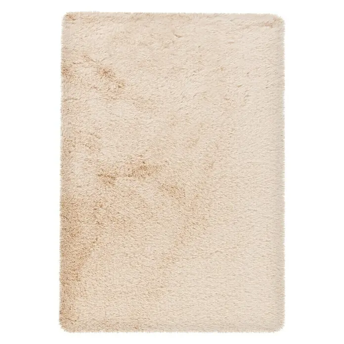 Badteppich Happy - 40 x 60 cm, Beige, 100% Polyester - Nahaufnahme eines beigen, rechteckigen Teppichs mit weicher, zotteliger Textur, perfekt für gemütliche Wohnräume.